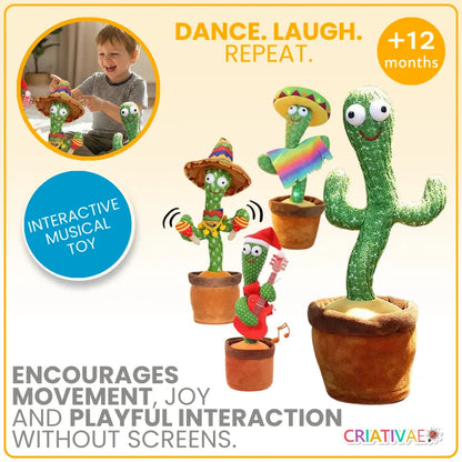 Talking Dancing Cactus Plush Toy for Babies & Toddlers – Interactive Musical Plush with Sound Imitation & Sensory Stimulation | CRIATIVAE