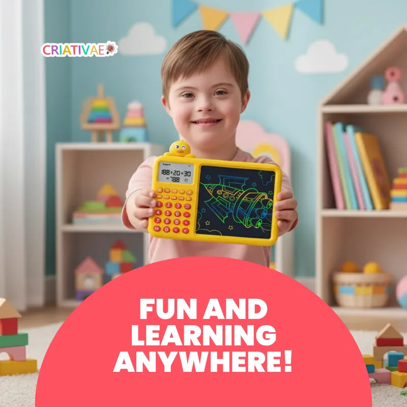 Kids LCD Writing Tablet with Calculator – Educational Math Doodle Board 2-in-1 | CRIATIVAE