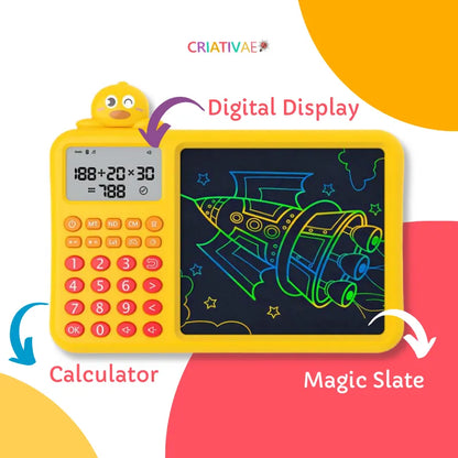 Kids LCD Writing Tablet with Calculator – Educational Math Doodle Board 2-in-1 | CRIATIVAE
