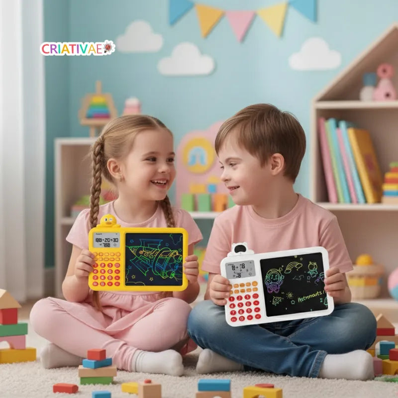 Kids LCD Writing Tablet with Calculator – Educational Math Doodle Board 2-in-1 | CRIATIVAE