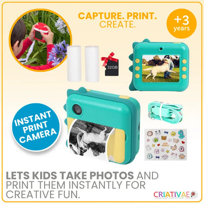 CamKids Instant Print Camera for Kids – Creative Photo Fun & Memories | CRIATIVAE