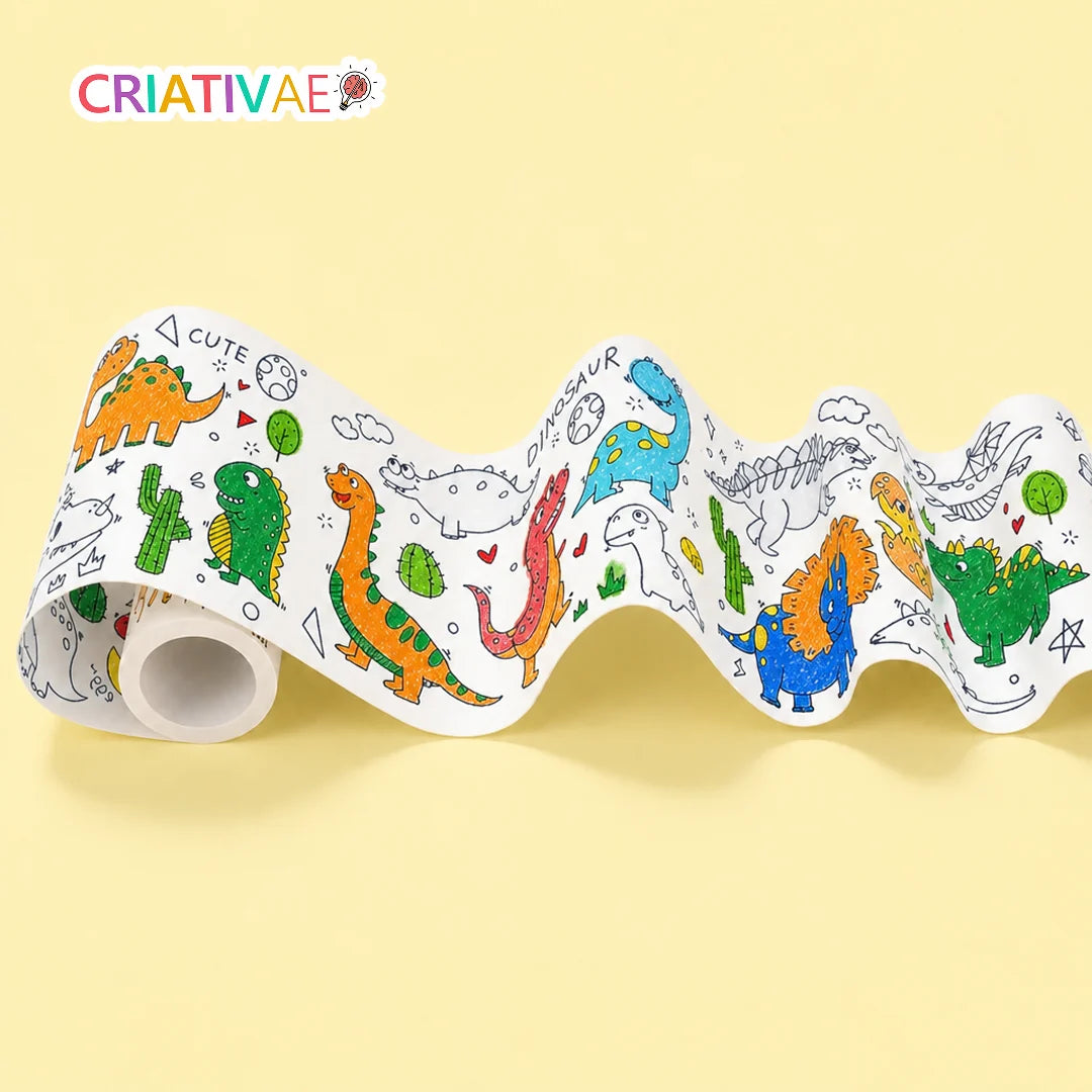 Coloring Roll Criativae - 10 Ft Sticky Coloring Paper Roll with 1000+ Drawings