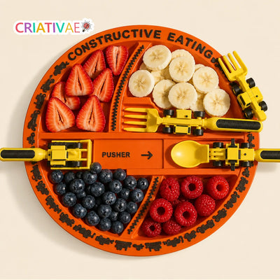 Tractor Spoon Criativae - Construction Truck Plate and Utensil Set for Toddlers