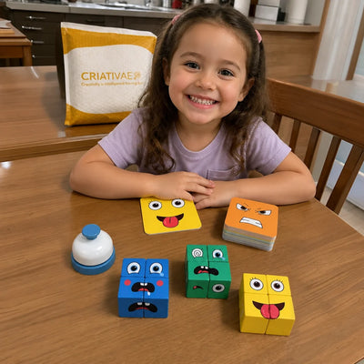Mood Cube Criativae - Wooden Emotions Game for Kids