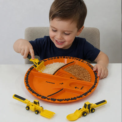 Tractor Spoon Criativae - Construction Truck Plate and Utensil Set for Toddlers