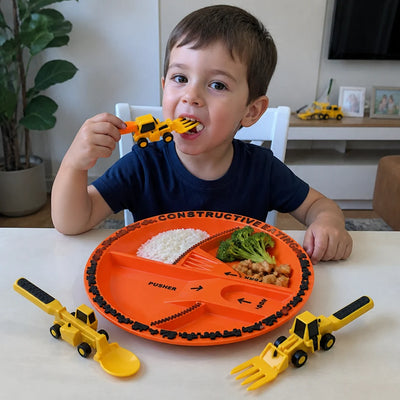 Tractor Spoon Criativae - Construction Truck Plate and Utensil Set for Toddlers