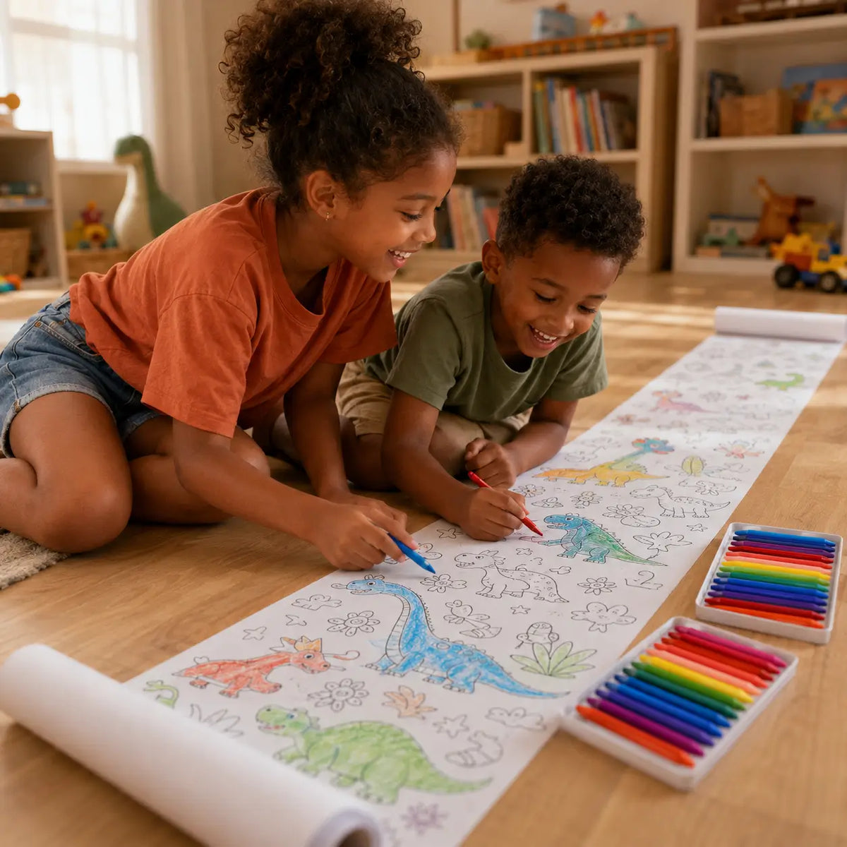 Coloring Roll Criativae - 10 Ft Sticky Coloring Paper Roll with 1000+ Drawings