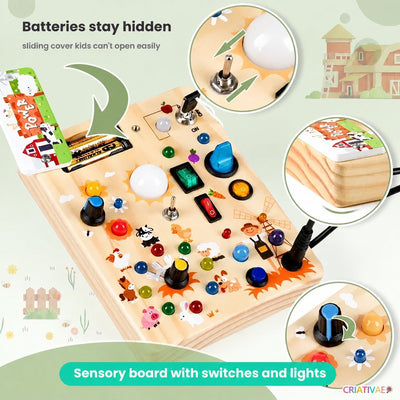 Busy Kids Criativae - Montessori Sensory Busy Board with Lights