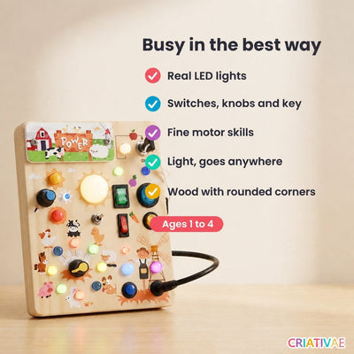 Busy Kids Criativae - Montessori Sensory Busy Board with Lights