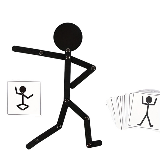 Black Wooden Puppet Game – Fine Motor Skill Toy