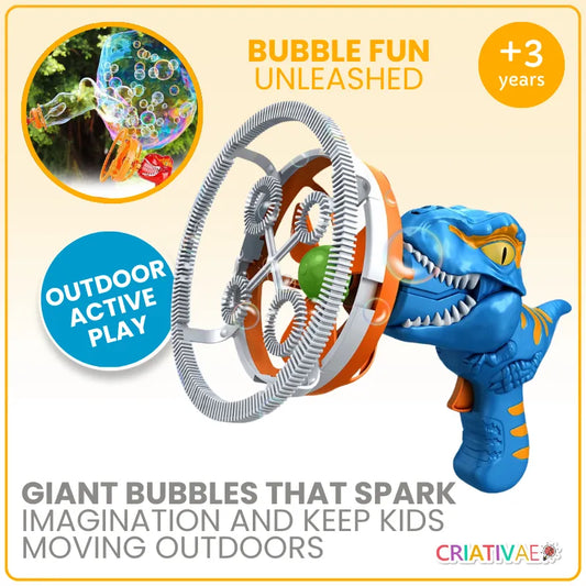 Dinosaur Bubble Launcher Toy – DinoBubble Giant Bubble Maker for Kids Outdoor Fun | CRIATIVAE