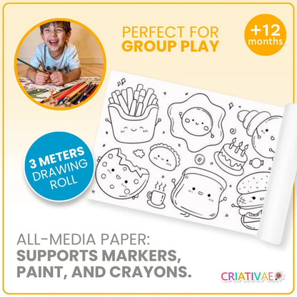 3 Meters Kids’ Drawing Roll – Creative Coloring & Art Activity for Children | CRIATIVAE