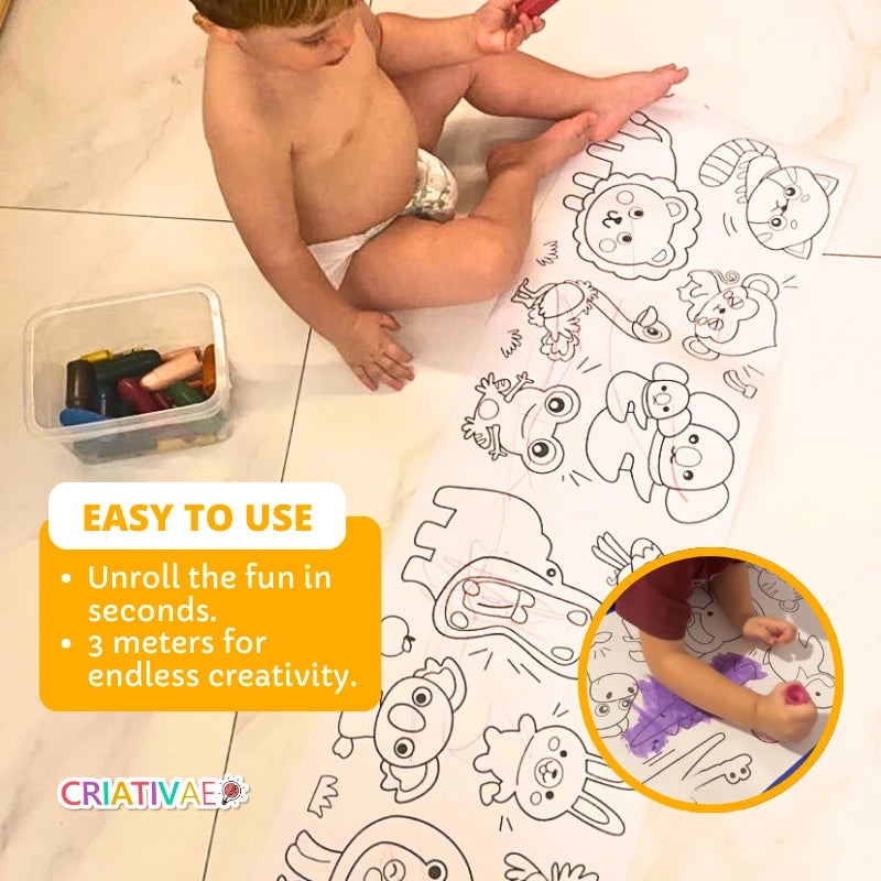 3 Meters Kids’ Drawing Roll – Creative Coloring & Art Activity for Children | CRIATIVAE