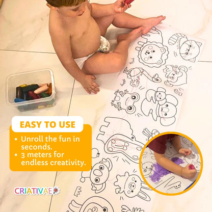 3 Meters Kids’ Drawing Roll – Creative Coloring & Art Activity for Children | CRIATIVAE