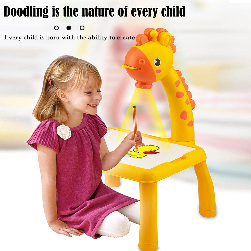 Giraffe Drawing Projector Table for Kids – 24 Slides, 12 Markers, Ages 3+