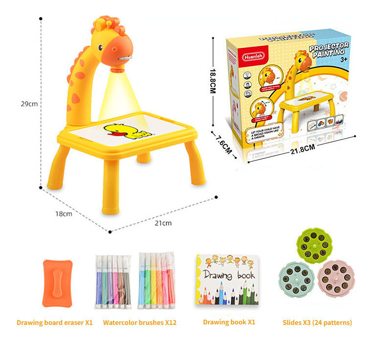 Giraffe Drawing Projector Table for Kids – 24 Slides, 12 Markers, Ages 3+