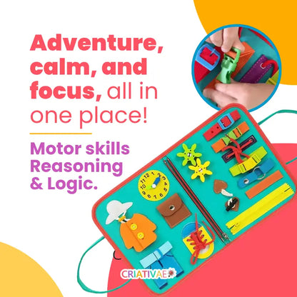 Montessori Busy Board for Toddlers - Educational Sensory Activity Book with Life Skills and ABC Learning | CRIATIVAE