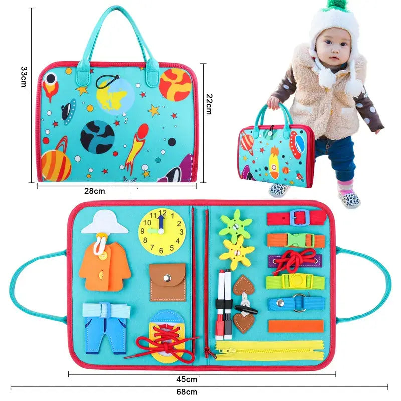 Montessori Busy Board for Toddlers - Educational Sensory Activity Book with Life Skills and ABC Learning | CRIATIVAE