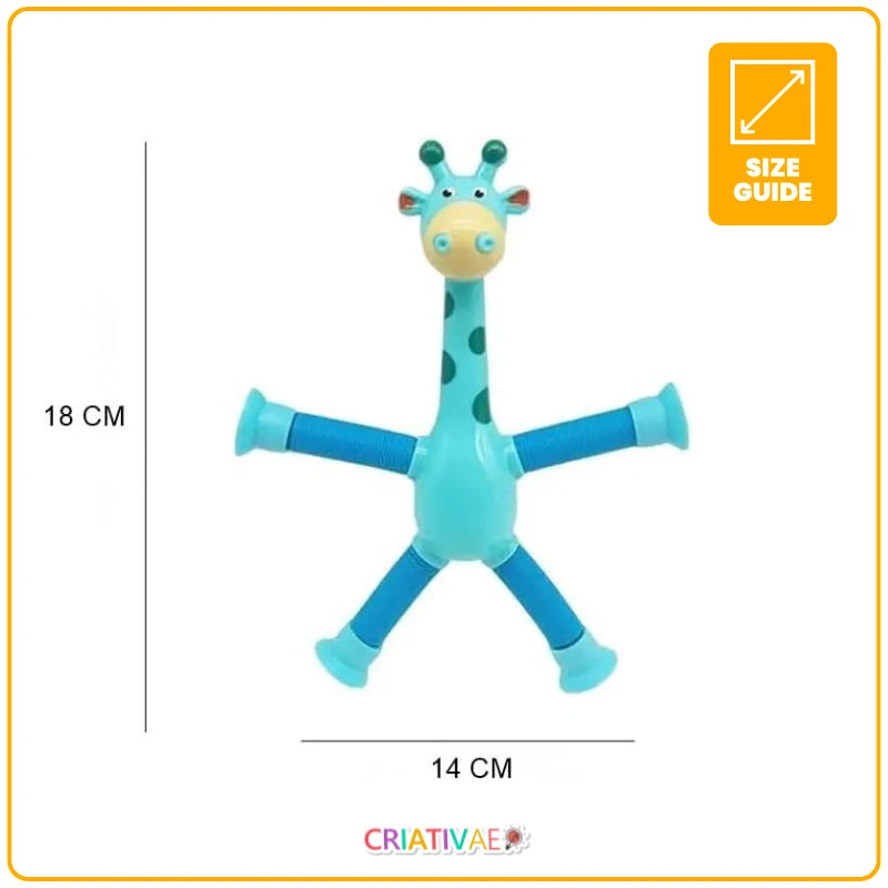 4-Pack Telescopic Suction Cup Giraffe Toys for Toddlers | Sensory Stretch & Pop Fidget Set | Fine Motor Skills Development | CRIATIVAE