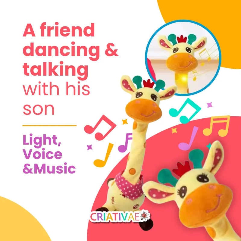Dancing & Talking Giraffe Toy for Kids | Interactive Singing Plush with Lights & Voice Repetition | CRIATIVAE
