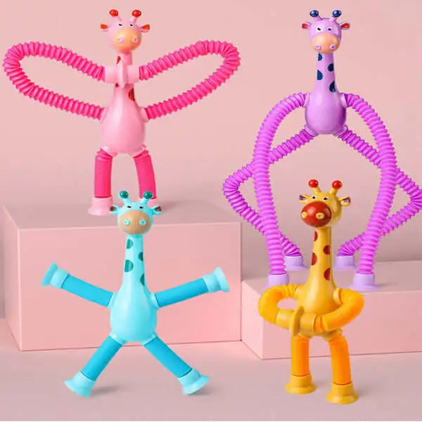 Giraffix Criativae - 4 Stretchy Sensory Giraffes With Suction Cups