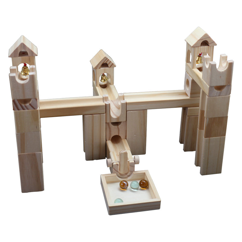 80-teiliges Kugelbahn-Set aus Holz