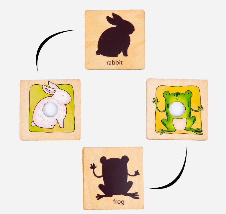 Actividad de emparejamiento de sombras con patrones de animales de madera