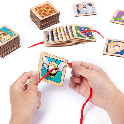 Houten dierensilhouet-matchingspel