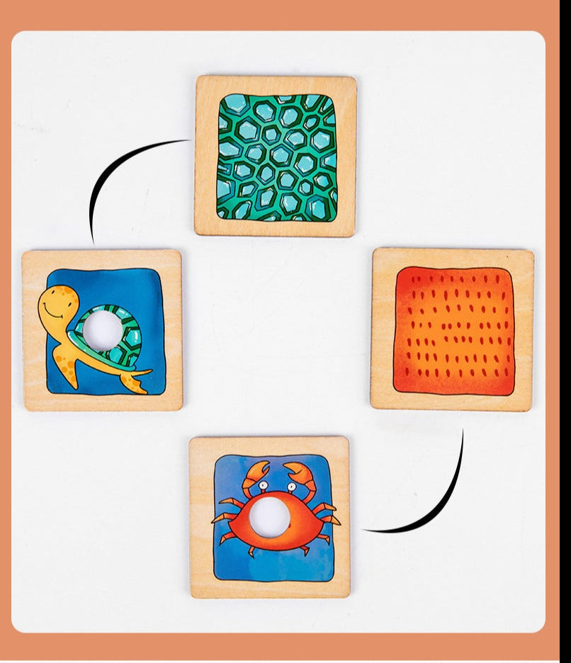 Houten dierensilhouet-matchingspel