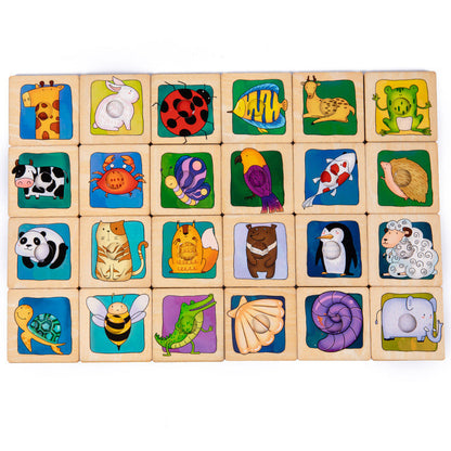 Houten dierensilhouet-matchingspel