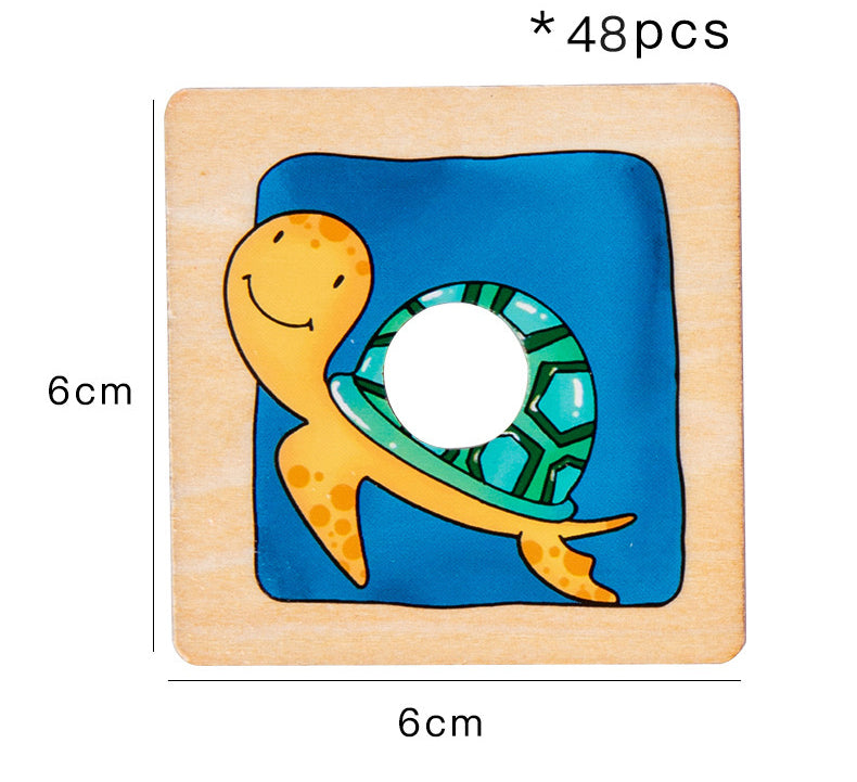 Houten dierensilhouet-matchingspel