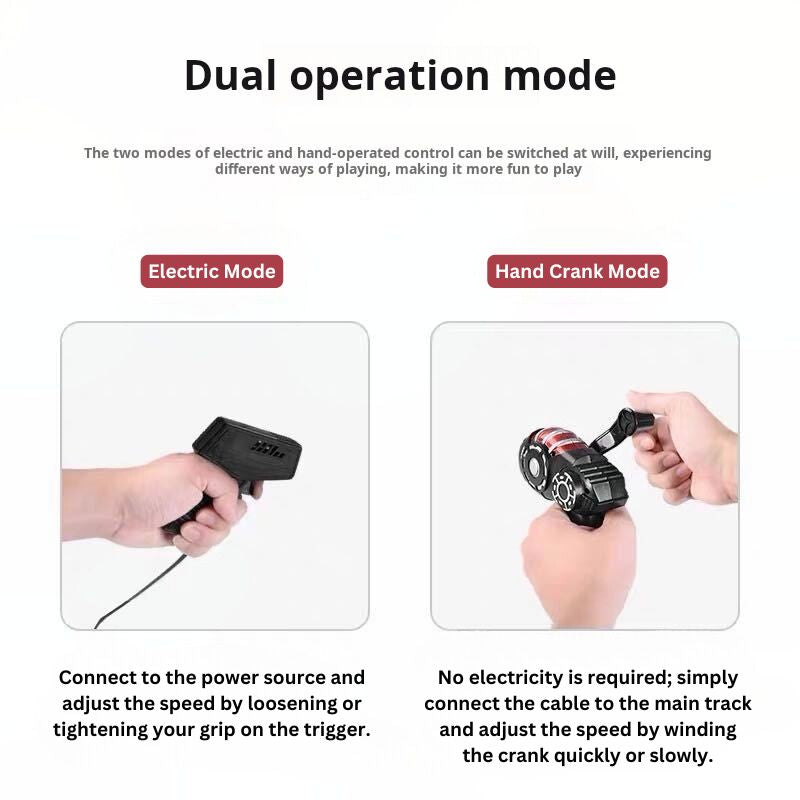 Dual-Mode Racing Track Set: Electric and Hand-Crank Powered
