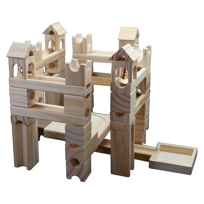 80-Piece Wooden Marble Run Set