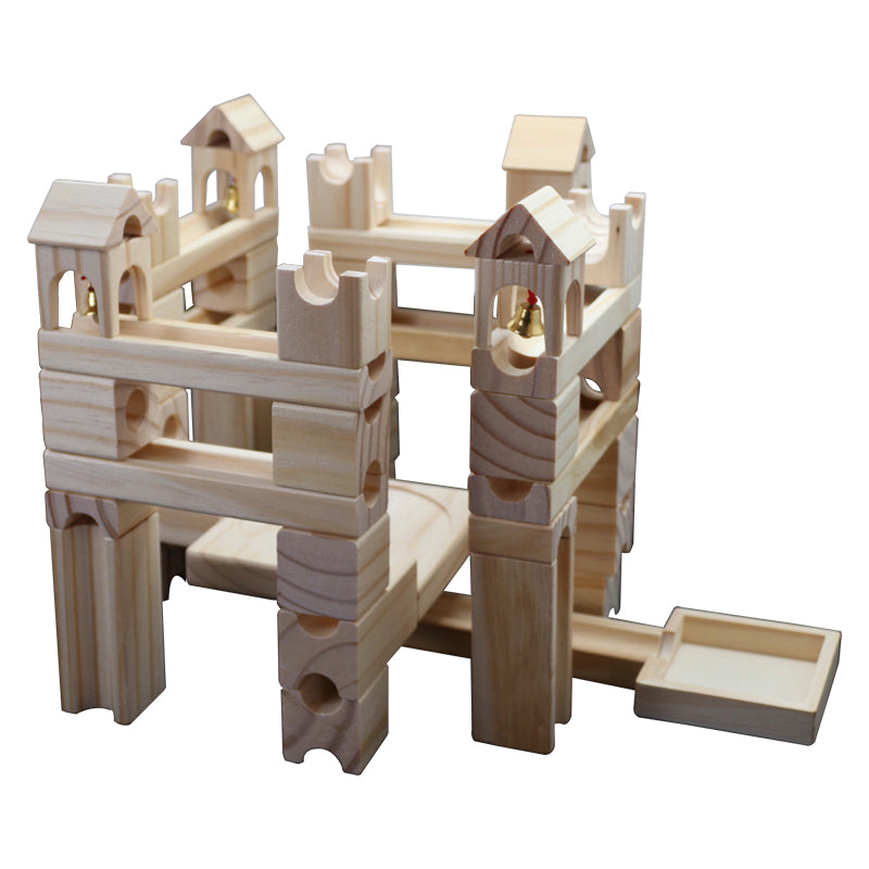 80-teiliges Kugelbahn-Set aus Holz