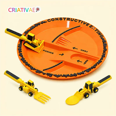 Tractor Spoon Criativae - Construction Truck Plate and Utensil Set for Toddlers