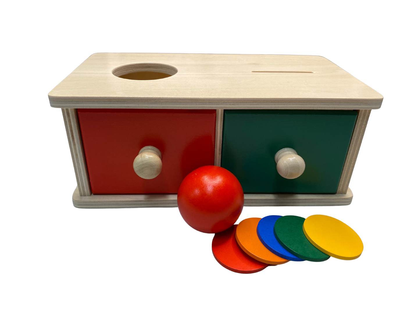 2-in-1 Montessori Object Permanence Box with Ball and Coins