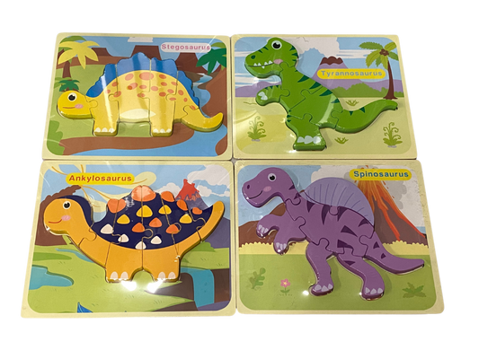 Set of 4 Wooden Dinosaur Puzzles
