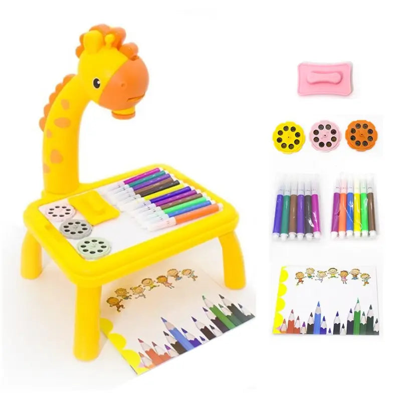 Giraffe Drawing Projector Table for Kids – 24 Slides, 12 Markers, Ages 3+