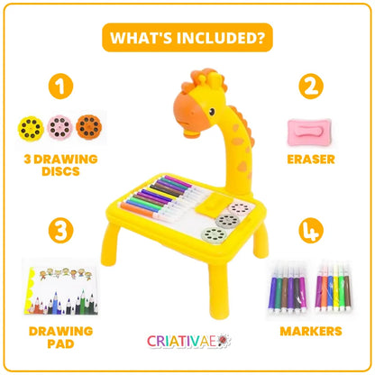 Giraffe Drawing Projector Table for Kids – 24 Slides, 12 Markers, Ages 3+