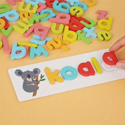 Kids Spelling & Literacy Game - Wooden Letter Matching Puzzle with Sight Word Cards for Preschool Learning | CRIATIVAE