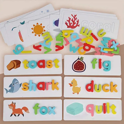 Kids Spelling & Literacy Game - Wooden Letter Matching Puzzle with Sight Word Cards for Preschool Learning | CRIATIVAE