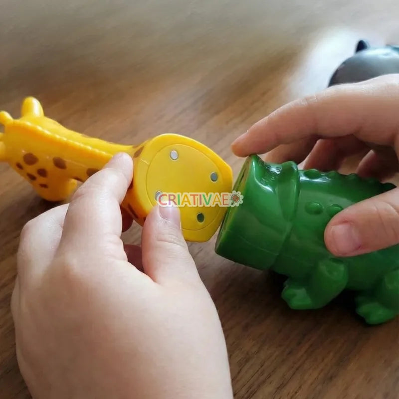 3D Magnetic Animal Building Blocks – 12 Piece Mix-and-Match STEM Toy for Toddlers & Kids: Elephant, Giraffe, Tiger, and Crocodile | CRIATIVAE