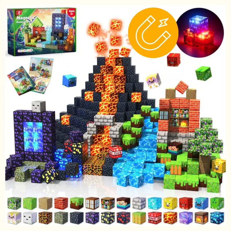 Magnet Blocks 150 Criativae - Glow in the Dark Magnetic Building Cubes