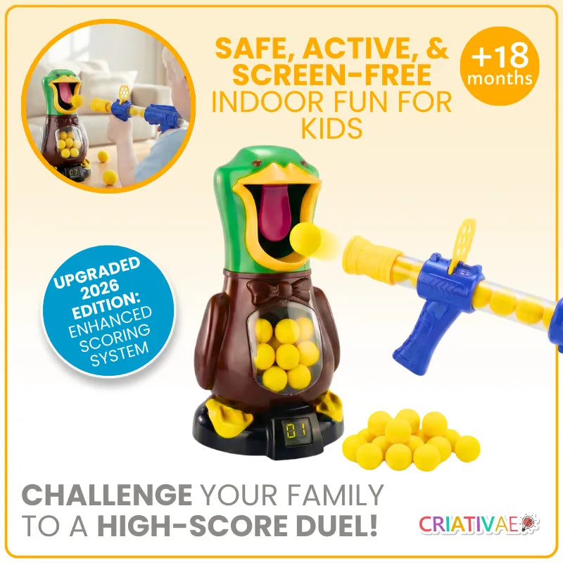 Air Power Duck Shooting Game with Electronic Scoring & 12 Soft Foam Balls | CRIATIVAE