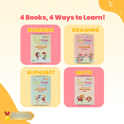 Magic Reusable Handwriting Practice Books Criativae – Set of 4