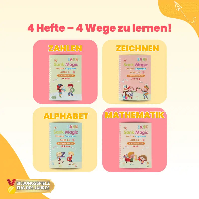 Magische Wiederverwendbare Schreiblernhefte – Set von 4 | Criativae
