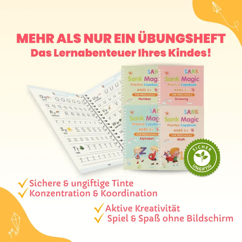 Magische Wiederverwendbare Schreiblernhefte – Set von 4 | Criativae