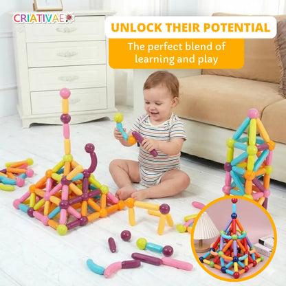 Magnetic Building Blocks Set – STEM Educational Sticks & Balls Construction Toy | CRIATIVAE
