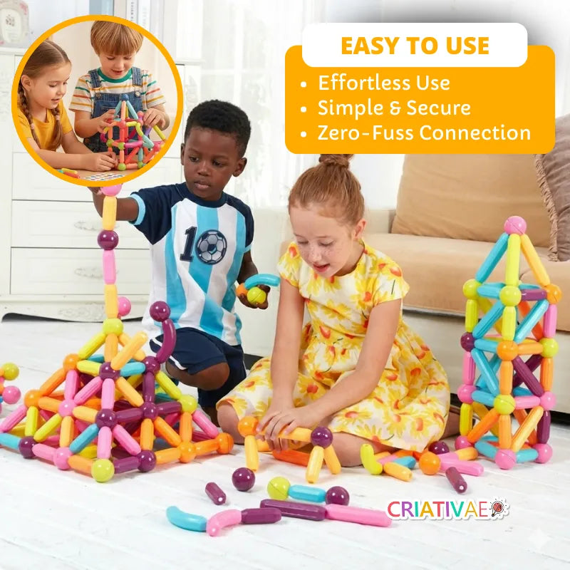 Magnetic Building Blocks Set – STEM Educational Sticks & Balls Construction Toy | CRIATIVAE