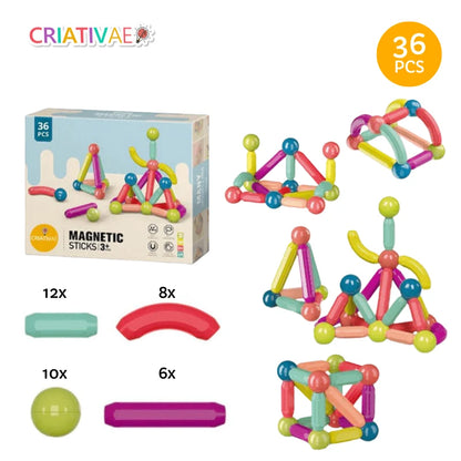 Magnetic Building Blocks Set – STEM Educational Sticks & Balls Construction Toy | CRIATIVAE